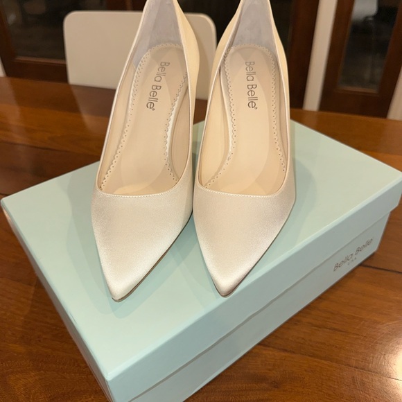 White Satin Bridal Heels - Picture 4 of 7